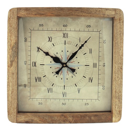 Wanduhr nautik aus mangoholz - wanduhr,